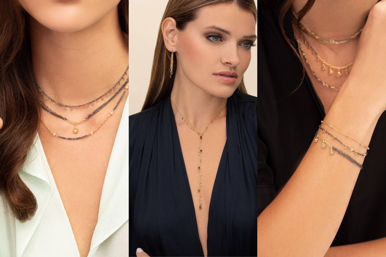 3 women wearing beautiful layering jewelry from Kate Winternitz Jewelry