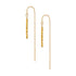 A pair of gold drop earrings with textured bead clusters, delicate chain links, and straight dangling bars, shown on a plain white background.