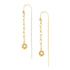 Gold threader earrings with pearl accents on a white background