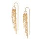 A pair of gold-filled chain earrings with keshi pearls, featuring a textured pattern and fringe design.