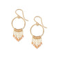 A pair of petite gold fringe earrings embellished with tiny faceted sunstone gemstones.