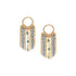 Mixed metal circle post fringe earrings with three emerald stone accents down the middle