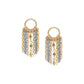 Mixed metal circle post fringe earrings with three emerald stone accents down the middle
