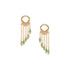 A pair of 14K gold-fill fringe post earrings with faceted emerald stones.