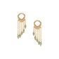 A pair of 14K gold-fill fringe post earrings with faceted emerald stones.