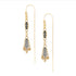 Gold and oxidized silver beaded earrings on a white background