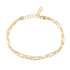 Gold chain bracelet with pearl accents on a white background