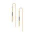 A pair of gold dangle earrings with textured metallic beadwork and small clear stones, shown on a plain white background.