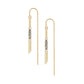 A pair of gold dangle earrings with textured metallic beadwork and small clear stones, shown on a plain white background.