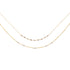 A double-stranded necklace with faceted gray diamonds set on two chains, with a 14K gold fill. The shorter chain is 16 inches, and the longer chain includes an 18-inch base with an additional 2-inch extender.