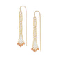 A pair of gold-fill and silver threader earrings with sunstone gemstones, displayed against a white background.