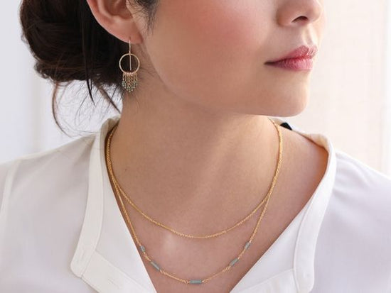 Spring / Summer Collection - Blue tourmaline and gold necklace and earrings 