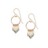 The Aria 1-inch elegant and light petite gold fringe earrings, delicately embellished with tiny faceted sky blue tourmaline gemstones, shown on a white background.